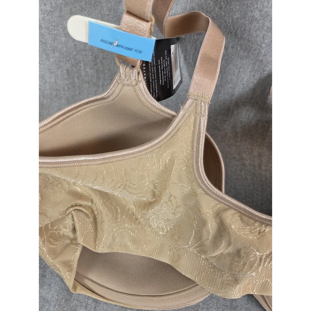 Bali Cool Comfort Fabric Bra Swirl Pattern Beige 40C Seamless Smoothing NEW‎
